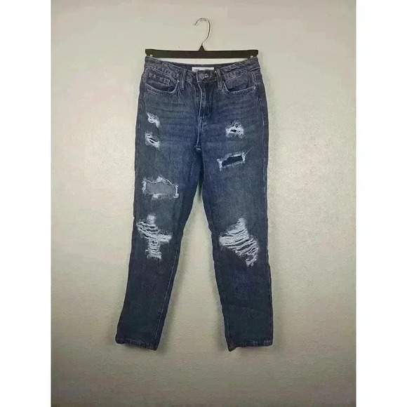 YMI Girls Ripped Denim Jeans Blue High Waisted Distressed Size 5 - Picture 1 of 6